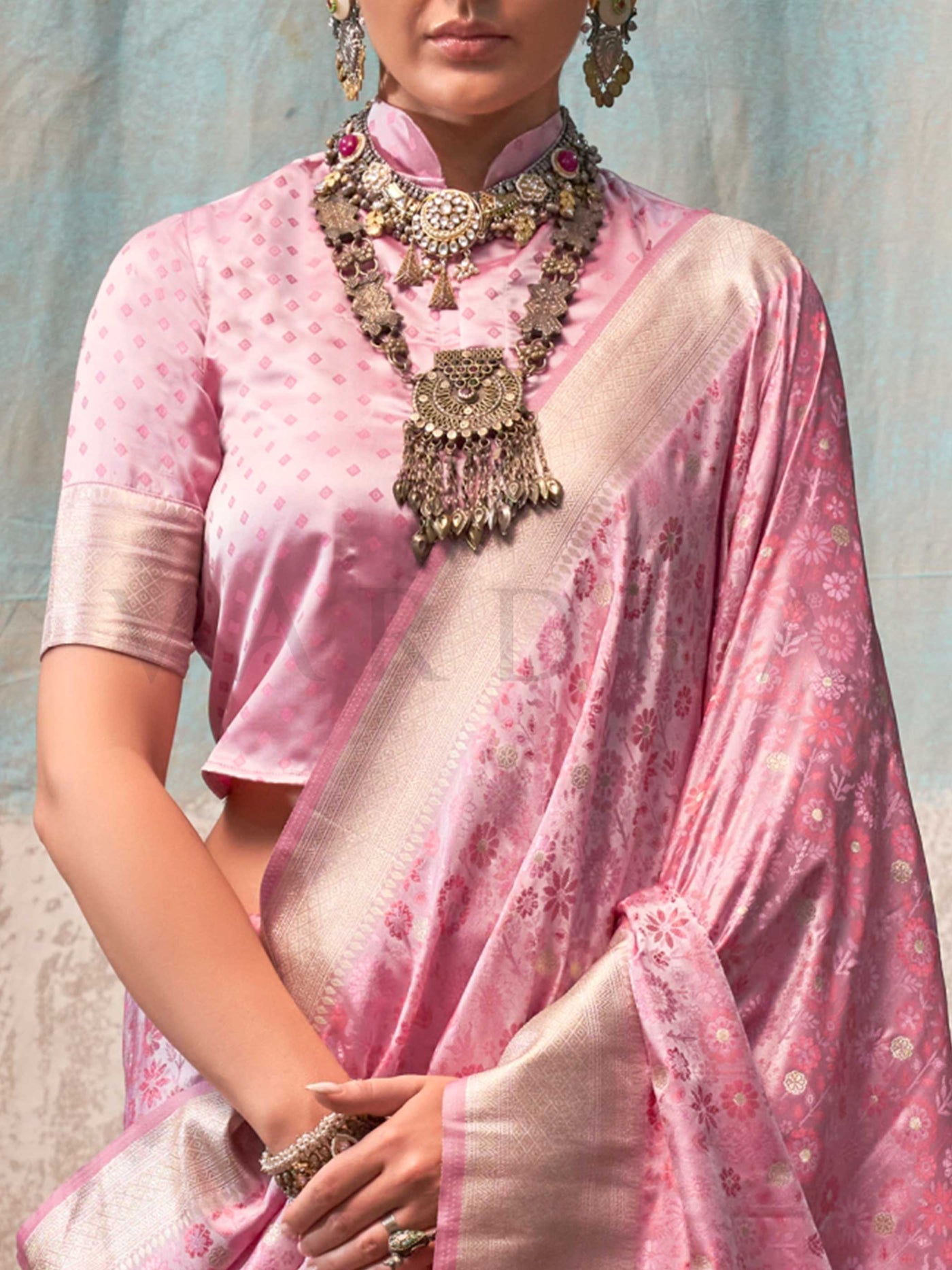 Rosy Pink Pure Satin Handloom Weaving Art Silk Saree – Luxury Drape for Special Events