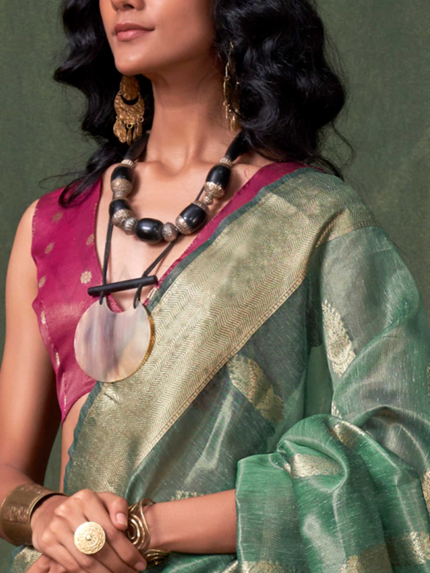 Emerald Green Banarasi Handloom Saree with Zari Tissue Work – Designer Edition