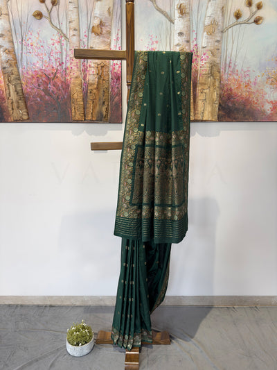 Castleton Green Traditional Jamawar Satin Saree for Weddings & Celebrations