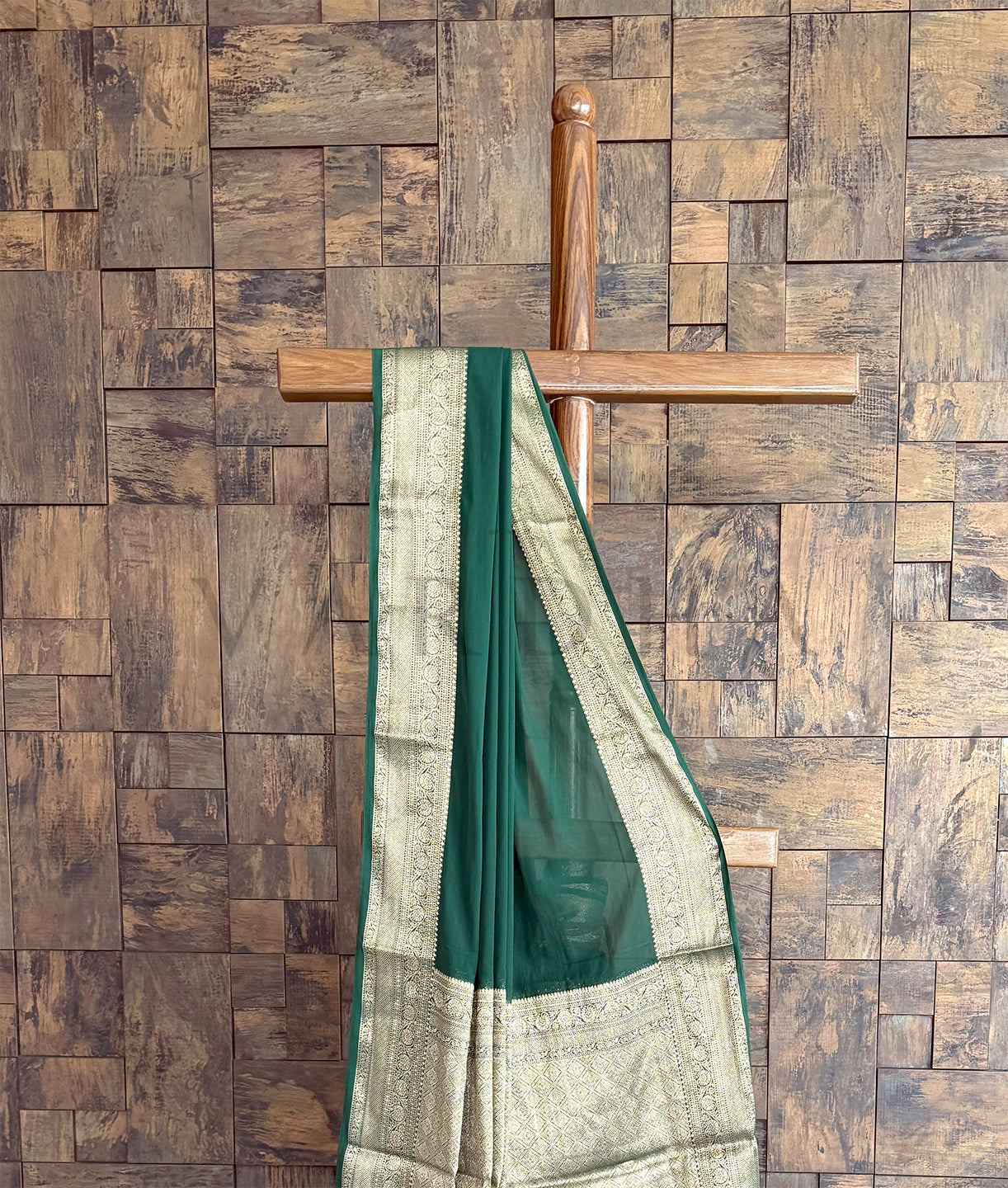 Premium Green Georgette Feather Soft Saree with Gold Zari Work