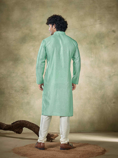 Green Viscose Sequence Traditional Men's Kurta