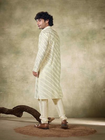 White Viscose Sequence Traditional Men's Kurta