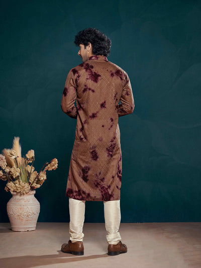 Flowy Wine Shibori Dyed Viscose Sequence Men's Kurta