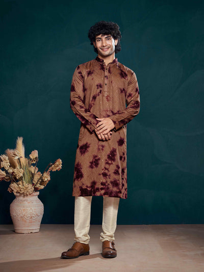 Flowy Wine Shibori Dyed Viscose Sequence Men's Kurta