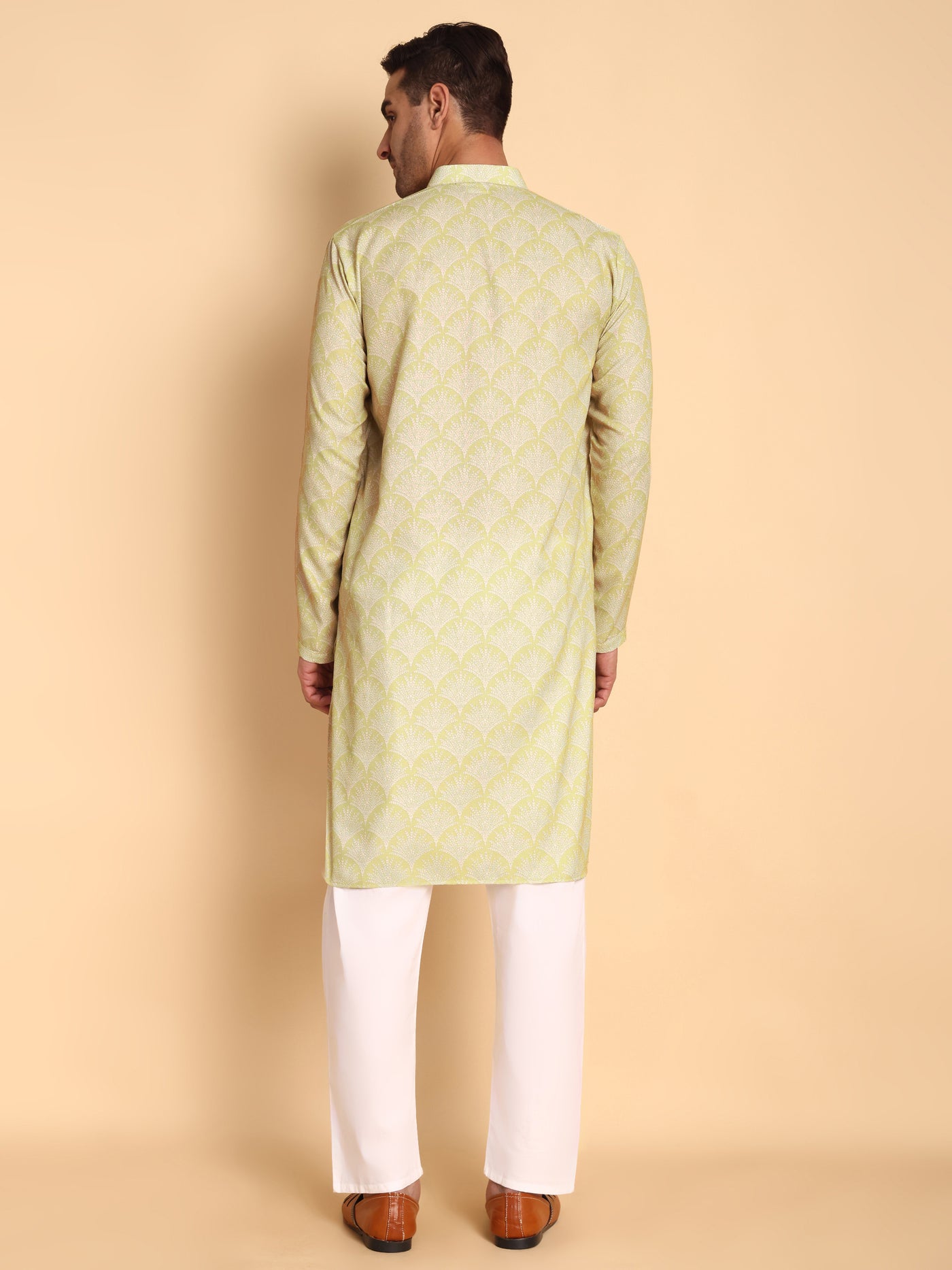 Traditional Pear Palmette Printed Men's Cotton Kurta