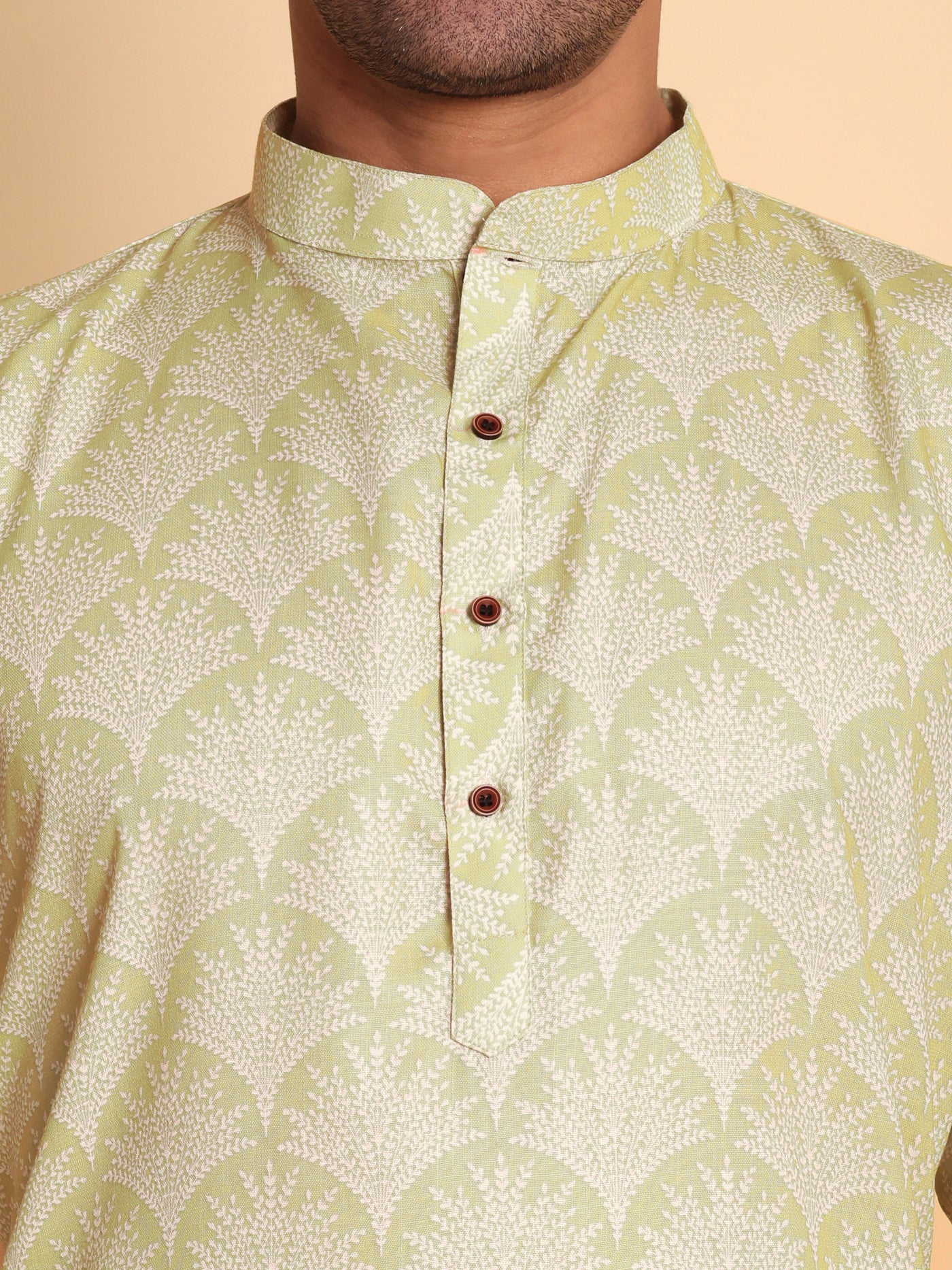 Traditional Pear Palmette Printed Men's Cotton Kurta