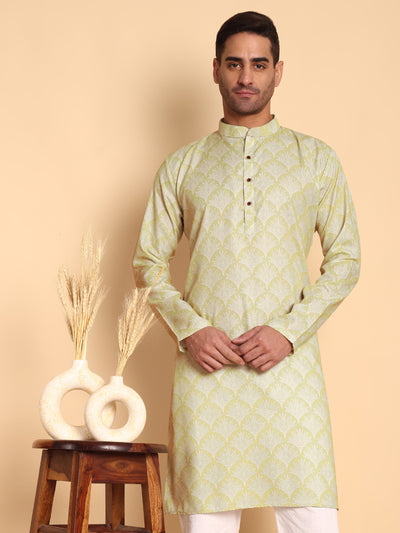 Traditional Pear Palmette Printed Men's Cotton Kurta