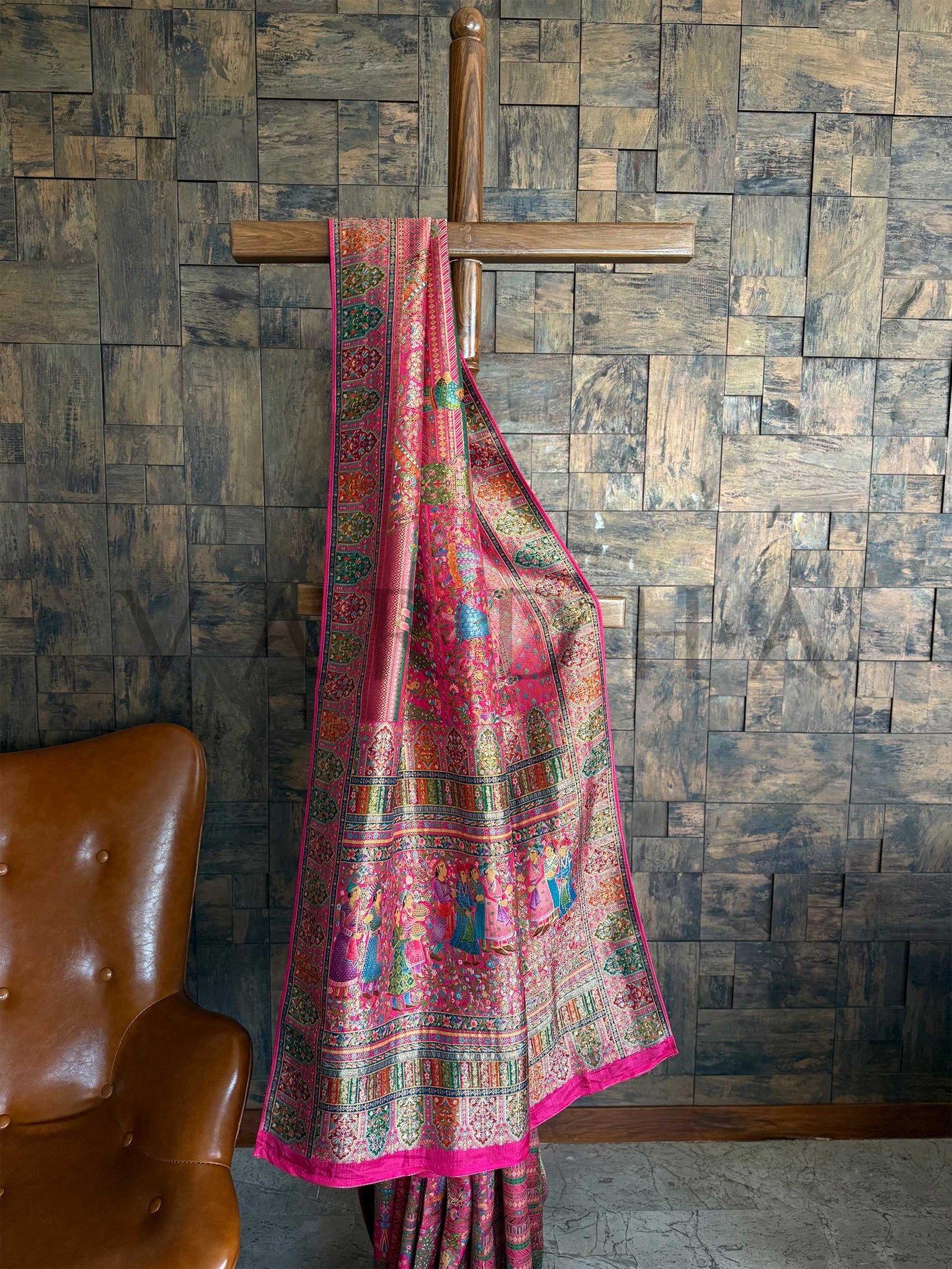 Pink Woven Katan Banarasi Traditional Silk Saree with Exclusive Kalamkari Zari Work