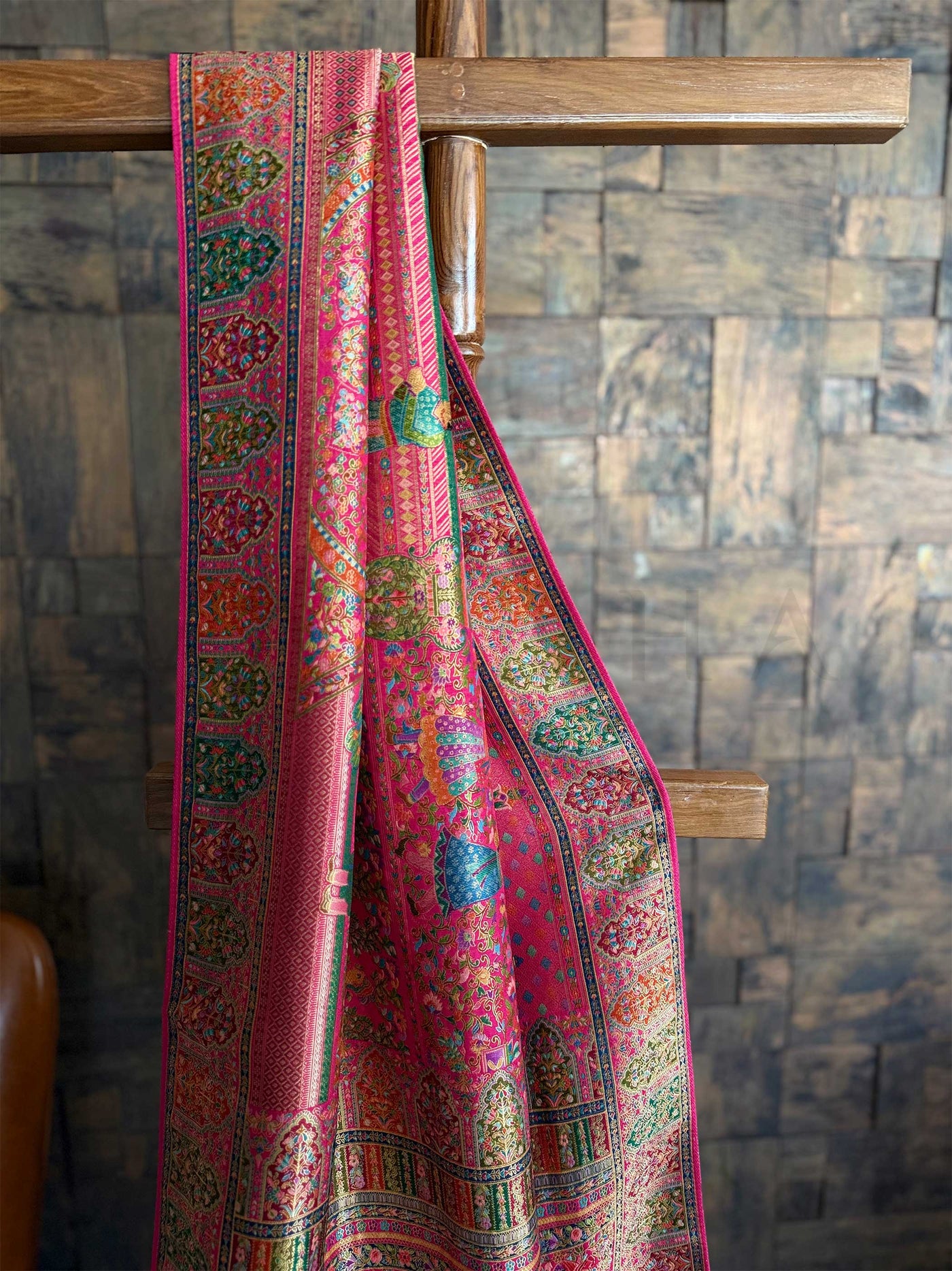 Pink Woven Katan Banarasi Traditional Silk Saree with Exclusive Kalamkari Zari Work