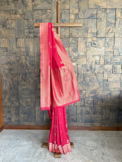 Exquisite Viva Magenta Tussar Silk Saree with Zari Border | Luxury Drape