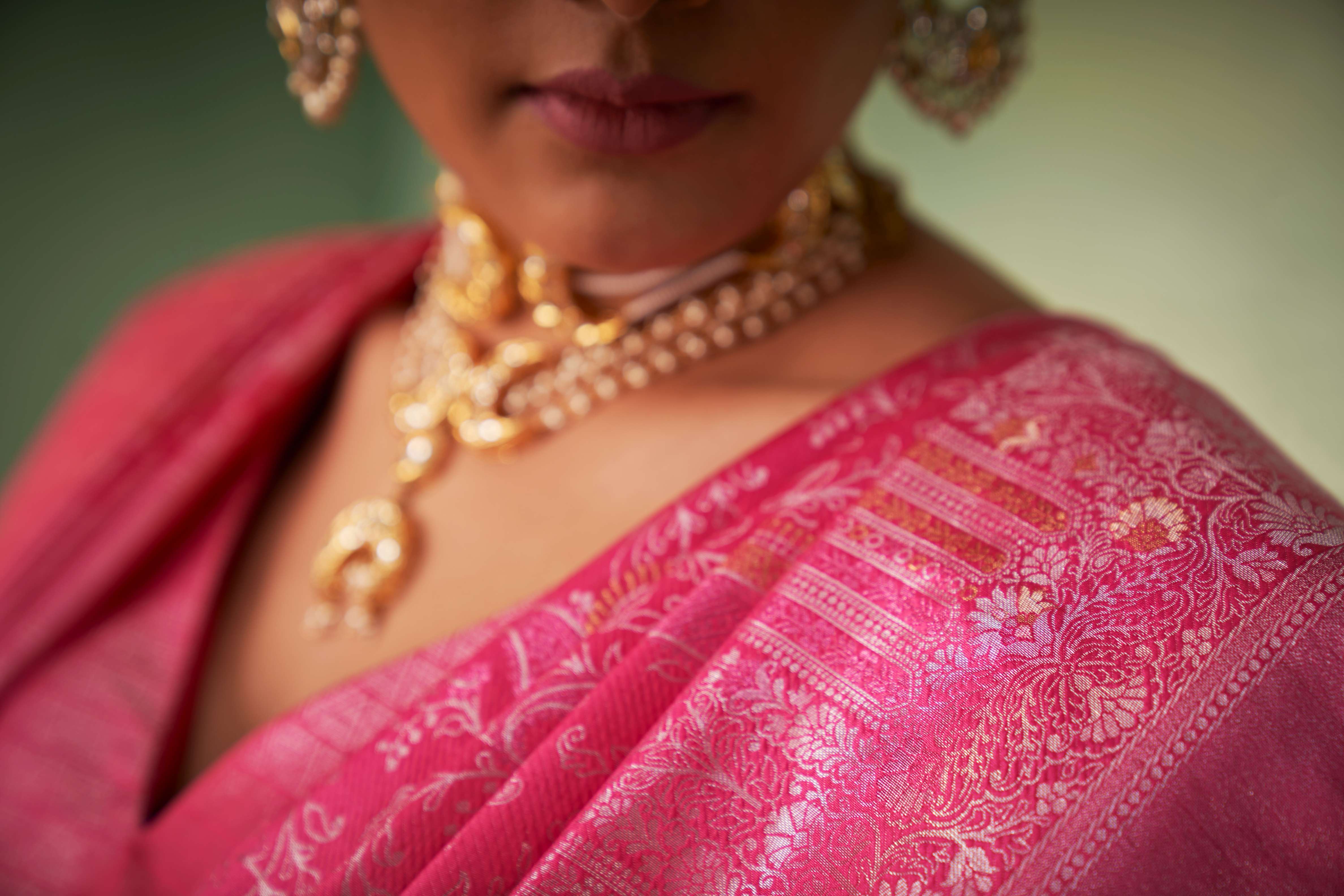 The Flamingo Pink Pure Kanjeevaram Saree – House of Hind